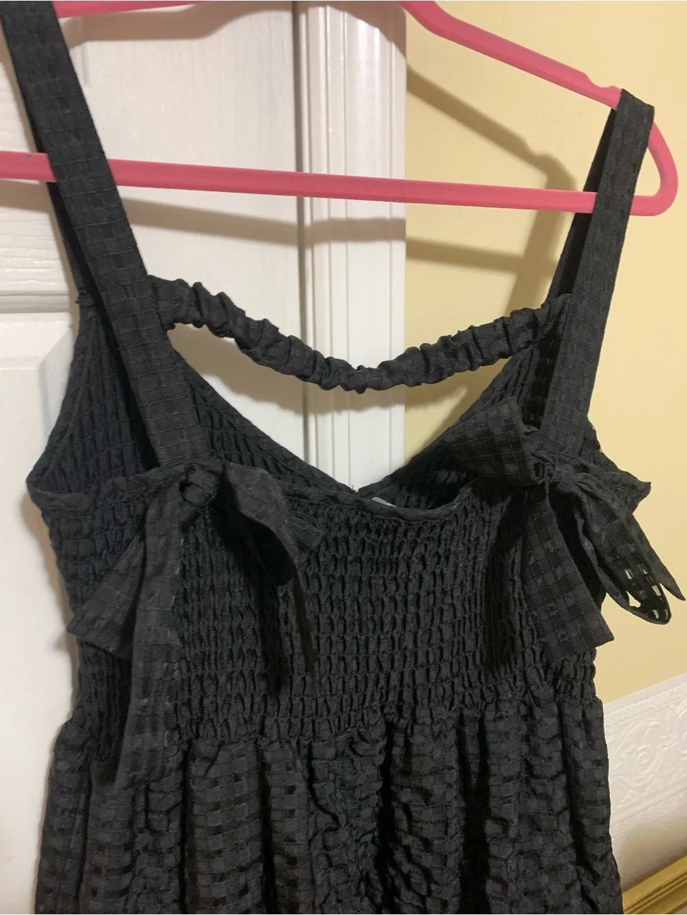 Black Midi Dress  Stretch Bodice Square Neck Bowtie Back Woman’s Size 16 NEW - Picture 4 of 13